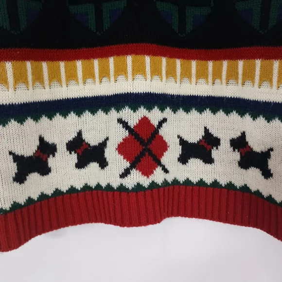 Vintage 80s Miniwaves Girls Multicolored Puppy Sweater size Large Preppy - Picture 2 of 7